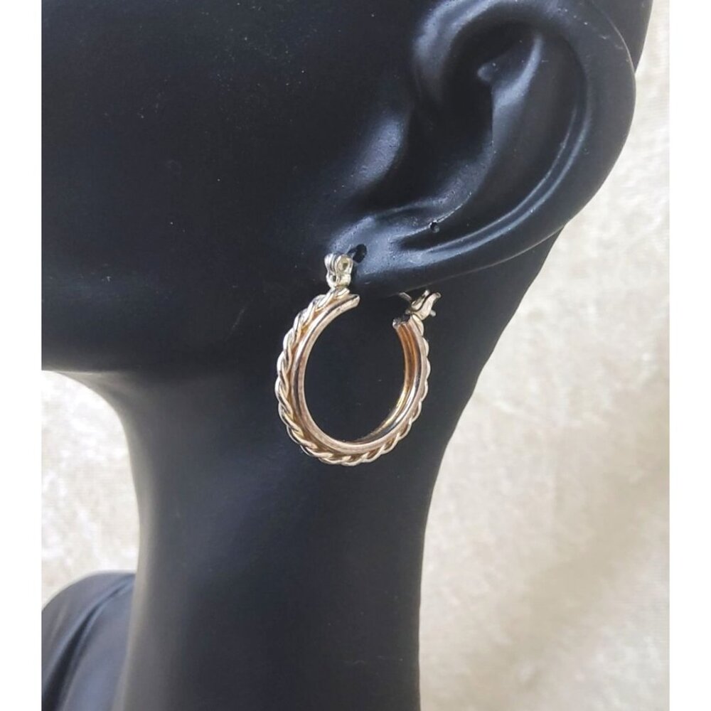 Vintage Gold & Silver Tone Braided Hoop Earrings For Women